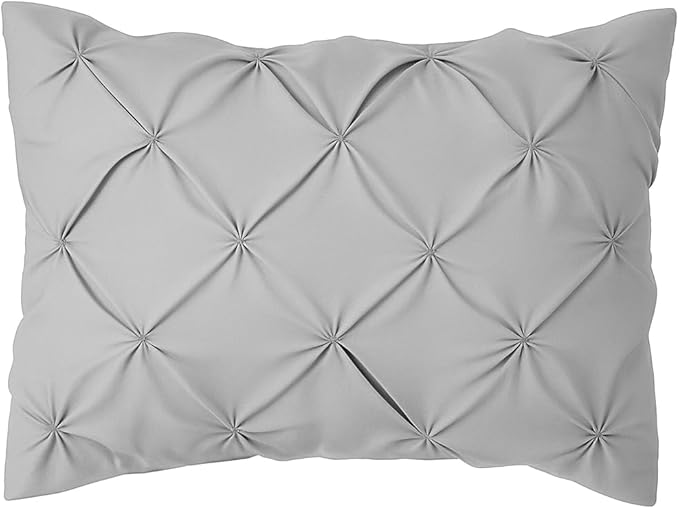 COTTON STICH Pinch Pleated Pillow Shams Set Of 2, Zipper Closure - 600 Thread Count Super Soft Pinch Pillow Shams 100% Egyptian Cotton Decorative Pinch Pleated Bed Pillow Covers Set, Silver Grey 20X36