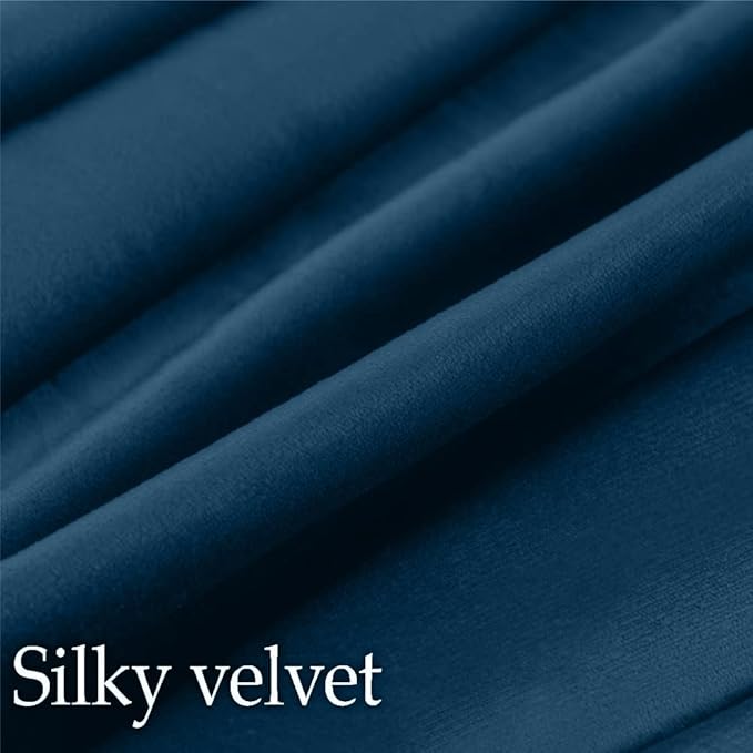 lalaLOOM Velvet Throw Pillow Covers, Set of 2, 20x20 Decorative Square Pillows Home Decor, Soft Accent Cases, Silky Machine Washable Pillowcases for Sofa, Couch, Bedroom, Living Room, Dark Blue