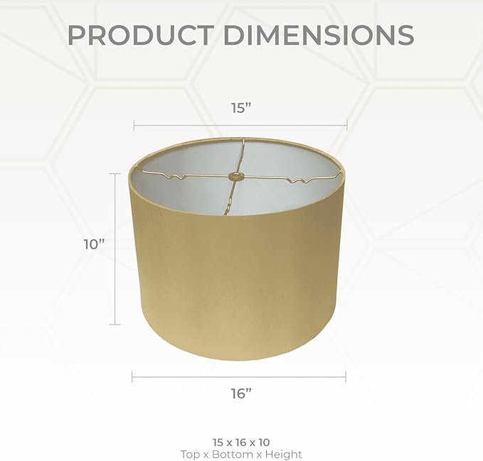 Royal Designs, Inc. HB-610-16AGL-2 Shallow Drum Hardback Lamp Shade, 15 x 16 x 10, Antique Gold, 2-Pack