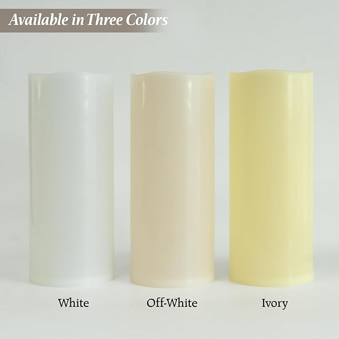 12" x 5" Waterproof Extra Large Outdoor Flameless Candles Battery Operated LED Flickering Pillar Candles with Remote for Indoor Outdoor Lanterns, Long Lasting, Ivory White Large, Set of 2