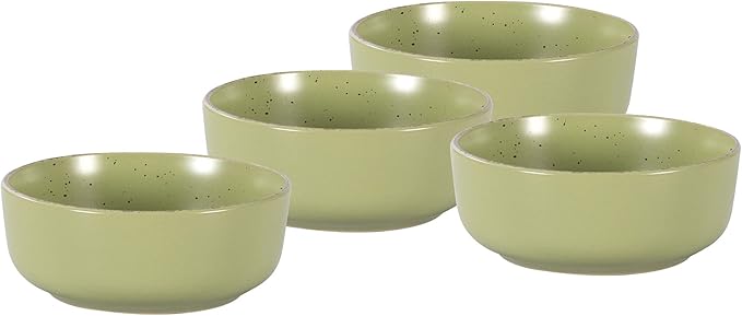 HomeVss, Nordic Shape Rising Rim Stoneware 20pc Dinnerware Set, Matte Green with Speckle Finished Effect