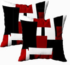 CAPSCEOLL Geometric Throw Pillow Covers 16X16 Set of 2 Soft Geometry Black Red White Pillow Cases Cushion Covers for Living Room Bedroom Decorative Throw Pillowcases for Sofa Couch Chair