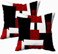 CAPSCEOLL Geometric Throw Pillow Covers 18X18 Set of 2 Soft Geometry Black Red White Pillow Cases Cushion Covers for Living Room Bedroom Decorative Throw Pillowcases for Sofa Couch Chair