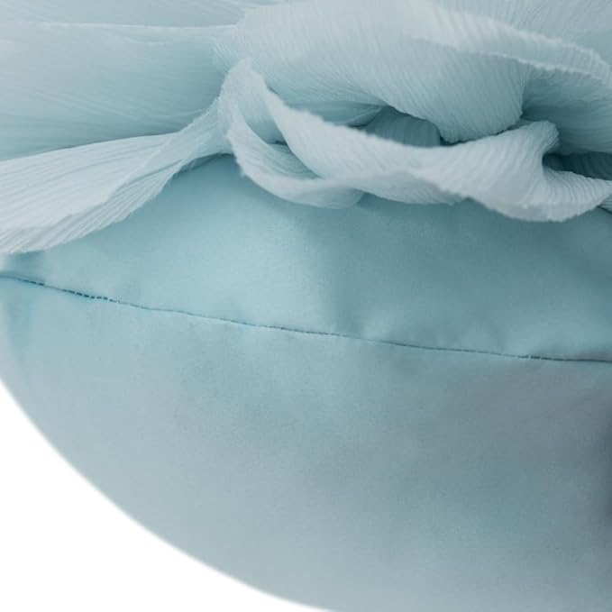 Cute Blue Flower Pillow Decorative Round Throw Pillows Handmade 3D Floral Accent Pillowcases Soft Elegant Cushion for Bed Couch Chair Car Bedroom Living Room Home Decor Unique Gifts 12 Inch