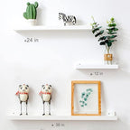 12 Inch Floating Shelves Wall Mounted, Solid Wood Wall Shelves for Decor and Storage, Picture Ledge Shelf for Bedroom/Bathroom/Living Room/Kitchen/Laundry Room, White Color, 12*4*1.5, 2 Pack
