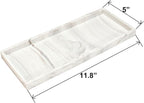 DNC Silicone Bathroom Vanity Tray for Counter, 11.8" Kitchen Sink Soap Tray for Dish Holder Dispenser Countertop Toilet Tank Decor Organizer Marble White