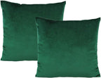 Throw Pillow Covers 18x18 Set of 2 Emerald Green Velvet Decor Dark Forest Christmas Decorative Xmas Cushion Couch Euro Pillowcases Home Bed Decoration for Sofa Bedroom Office