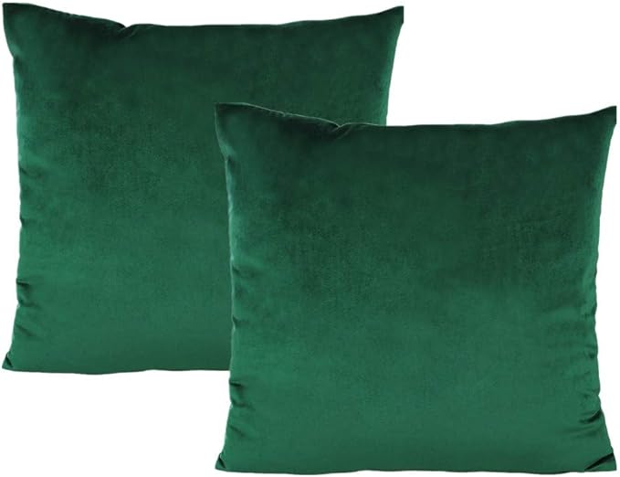 16x16 Throw Pillow Covers Set of 2 Dark Green Velvet Emerald Green Christmas Decor Xmas Decorative Cushion Cases Home Decoration for Car Couch Sofa Bedroom Office