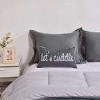 Sunkifover Dark Gray Decorative Lumbar Pillow Covers 12x20 Inches, Soft Solid Rectangular Pillowcase, Embroidered Rectangle Cushion Covers with Let's Cuddle Saying for Bed, Bedroom (Color Grey)