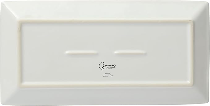 Gibson Home Gracious Dining Dinnerware, 3-Tier Rectangle Plate Serving Set with Gold Metal Stand, White