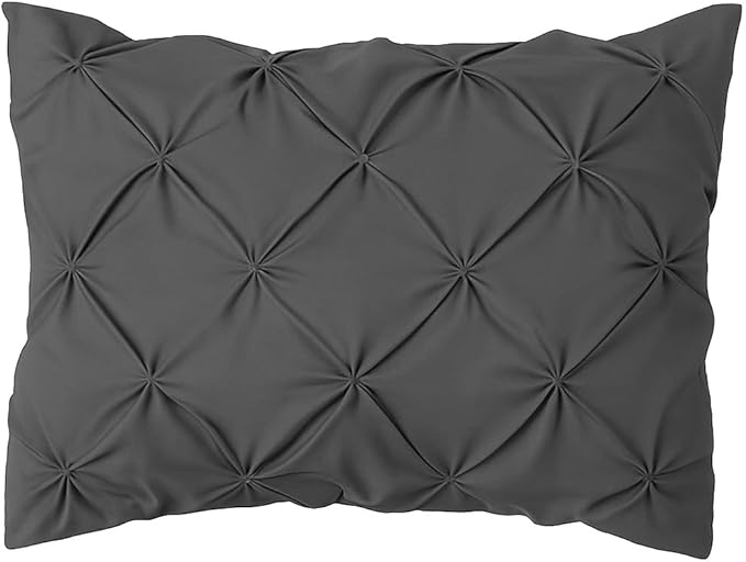 COTTON STICH Pinch Pleated Standard Pillow Shams Set of 2 Dark Grey 600 Thread Count Soft Dark Grey Pinch Pillow Shams Standard 20" x 26" Size 100% Egyptian Cotton Decorative Pillow Covers Set