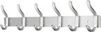 Wall Hooks Heavy Duty, 17 Inch Coat Rack Wall Mount with 6 Hooks, Silver Wall Hooks for Hanging Backpack, Bag, Purse, Clothes, Hat, Coat, Towel | Entryway & Bathroom Storage Organization Hanger