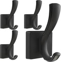 Black Hooks for Wall Towel Hooks, Heavy Duty Thick Aluminum Alloy Entryway Coat Hooks for Hanging Key Robe Hat Backpack, Wall Mount Towel Hooks Bath Kitchen Garage Hooks(4 Pack, Black)