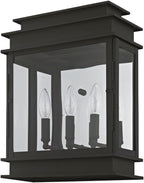 Livex 20204-07 Transitional Three Light Outdoor Wall Lantern from Princeton Collection in Bronze/Dark Finish