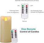 Homemory 3"x7" Outdoor Waterproof Flameless Candles with Timers and Remote Control, Battery Operated Candles, LED Plastic Candles, Ivory, Set of 3