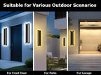 Picico 24in Modern LED Outdoor Wall Lights, Dimmable Black Exterior Wall Sconce Lighting Fixtures, Rectangular Mini Outdoor Garage Lights, 360° Beam Angle,Vertical Outdoor Lights for House Porch