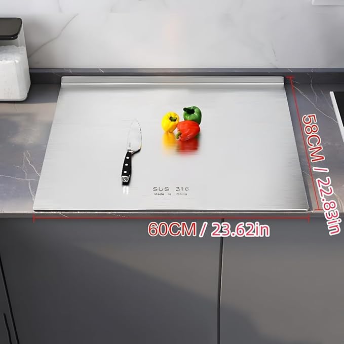 316 Stainless Steel Cutting Board,Cutting Boards for Kitchen,Chopping Board,Large Cutting Board for Chopping Meat,Vegetables,Fruits,Cheese (23.62 * 22.83in)