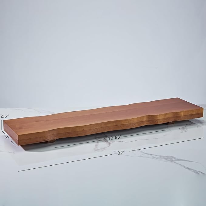 Wood Bathtub Caddy Tray, Anti-Slip Premium Wood Bathtub Tray, Waterproof Rectangle Bath Table with Waved Edge, Sturdy Organic Bath Board for Bathroom
