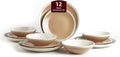 Rock Ridge Stoneware Dinnerware (12pc Set, Beige and Ivory)