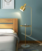 Hsyile Lighting KU300217 Contemporary Modern Creative Floor Lamp with a Table,Suitable for Living Room,Den,Office,Bedroom - E26 Base - Brushed Brass Finish