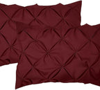 COTTON STICH Pinch Pleated Queen Pillow Shams Set of 2- Burgundy 600 Thread Count Super Soft Pinch Pillow Shams 100% Egyptian Cotton Decorative Pillow Covers Set (Burgundy, Queen 20X30)