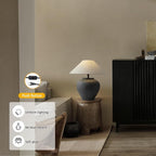 Farmhouse Table Lamps Black 18.8" Tall Ceramic Table Lamp Rustic Southwestern Clay Pot Ceramic Lampshade with Fabric Shade Bedside Nightstand for Living Room Bedroom House Office Entryway (Black)