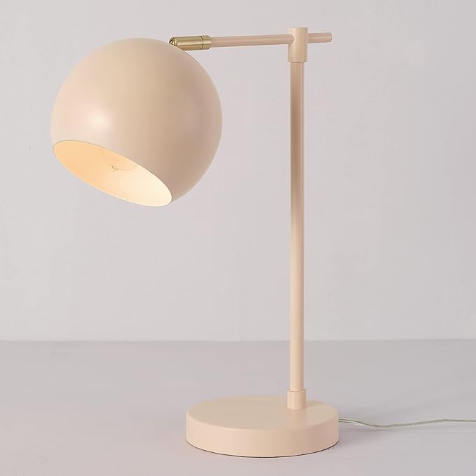 GLOBE Electric 52285 Hannah 18" Desk Lamp, Matte Pink, Brass Pivot Joint, in-Line On/Off Rotary Switch
