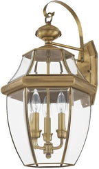 Livex Lighting 2351-07 Monterey 3 Light Outdoor Bronze Finish Solid Brass Wall Lantern with Clear Beveled Glass
