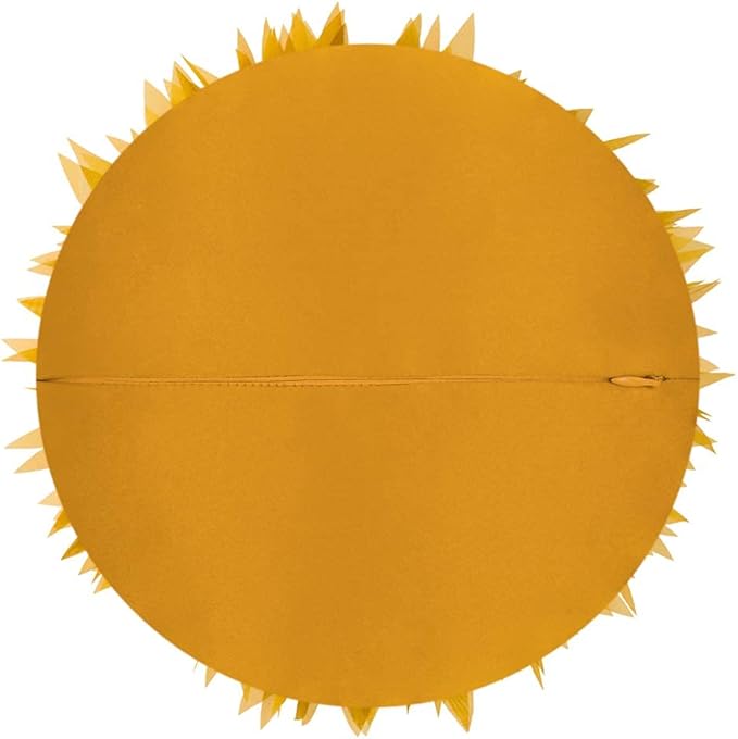 3D Flower Throw Pillow Decorative Sunflower Round Accent Pillowcase Soft Cute Elegant Floral Cushion for Bed Couch Car Living Room Bedroom Home Farmhouse Boho Decor 12Inch Gift Mustard Yellow