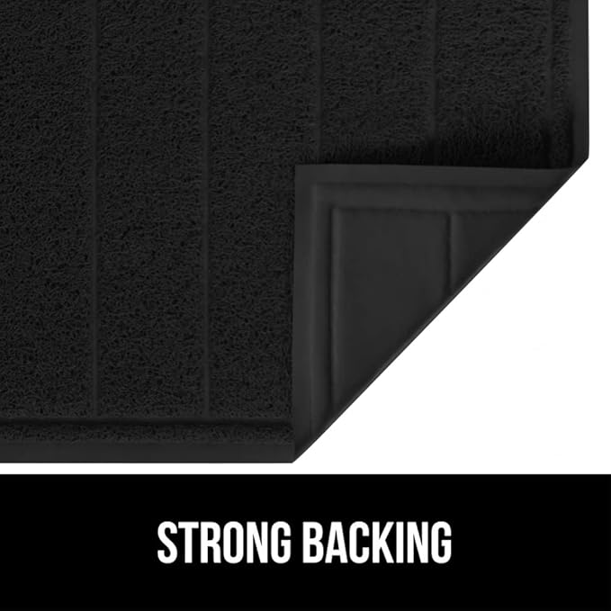 GORILLA GRIP Dirt Grabber Mesh Doormat, Low-Profile, Stain and Fade Resistant Heavy Duty Quick Dry Striped Doormats, Mats for Indoor or Outdoor Entry, Shoe Scraper, Garage Entrance Mat, 35x23, Black