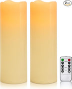 4" x 12" Ivory Large Waterproof Outdoor Flameless Candles Battery Operated LED Flickering Pillar Candles with Remote and Timer for Indoor Outdoor Lanterns, Long Lasting, Set of 2