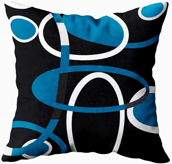 CAPSCEOLL Throw Pillow Cover Black Blue White Geometric Circle Printing Pillowcase 20X20 Inch Set of 2 Home Decor Zipper Square Classic Style Pillowcase for Living Room