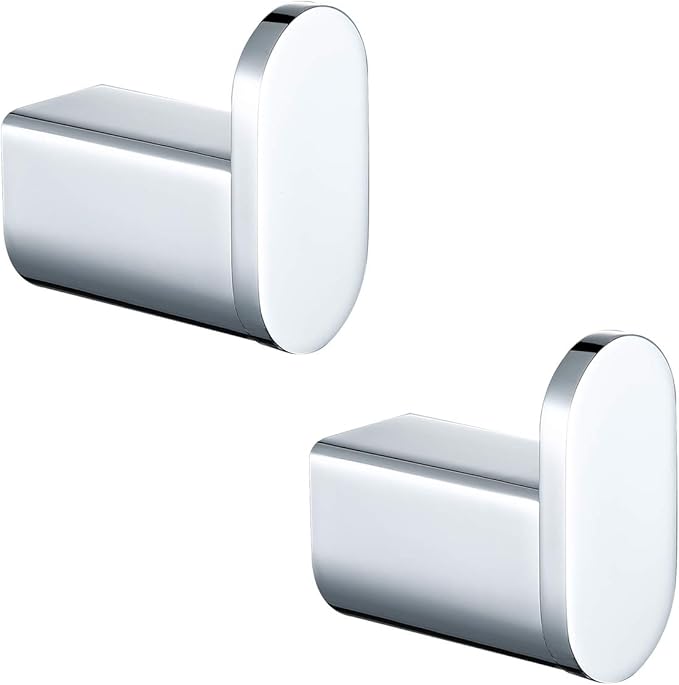 RANDOM Polished Chrome Towel Hooks SUS 304 Stainless Steel Wall Hook Heavy Duty Wall Mounted Robe Coat Clothes Hat Key Hooks Holder for Bathroom Livingroom Hotel Kitchen Garage, 2 Pack .96026-8C