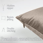 lalaLOOM Velvet Throw Pillow Covers, Set of 2, 20x20 Decorative Square Pillows Home Decor, Soft Accent Cases, Silky Machine Washable Pillowcases for Sofa, Couch, Bedroom, Living Room, Taupe