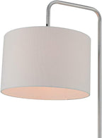 GLOBE Electric 67396 Barden 58" Floor Lamp, Silver, White Fabric Shade, On/Off Socket Rotary Switch