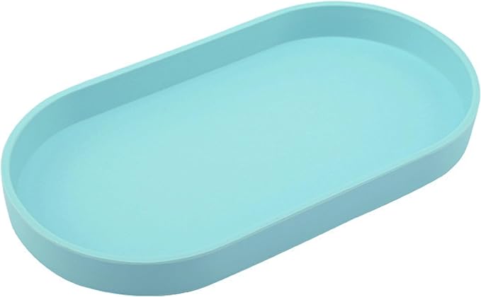 Blue Small Tray (10 inch), Oval Tray for Kitchen Counter, Bathtub Bathroom Vanity Items, Countertop Organizer, Coffee Accessory, Bar, Serving Seasoning, Salt and Pepper, Soap, Perfume.