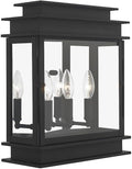 Livex 20204-04 Transitional Three Light Outdoor Wall Lantern from Princeton Collection in Black Finish