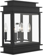 Livex 20204-04 Transitional Three Light Outdoor Wall Lantern from Princeton Collection in Black Finish