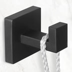 IBosins 16 Pack Towel Hooks Hand Towel Holder for Bathroom Wall Livingroom Bedroom Kitchen Closet Heavy Duty Stainless Steel Hook Hanger for Robe, Bath Towel, Coat (Square Matte Black)