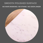 White Marble Board - Cheese Board | Acacia Wooden Serving Tray For Charcuterie, Cheese, Meats, Fruit, Crackers | Cutting Board, Serving Tray, Round Slab 10 Inches.