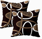 CAPSCEOLL Brown White Grey Geometric Circle Printing Decorative Throw Pillow Case 18X18Inch 2PCS Home Decoration Pillowcase Zippered Pillow Covers Cushion Cover