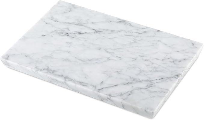 Koville Italian Carrara Marble Cutting Board for Kitchen, 12x8inch Hand Crafted Marble Slab for Cheese, Charcuterie, Pastry Board - Wedding Gift, House Warming Gift
