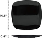 TP 10.5" Melamine Square Dinner Plates, 6-piece Plate Set Unbreakable Serving Dishes for Indoors and Outdoors, Unbreakable Dinner Service for 6, Black