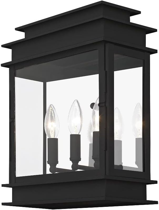Livex 20204-07 Transitional Three Light Outdoor Wall Lantern from Princeton Collection in Bronze/Dark Finish