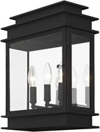 Livex 20204-04 Transitional Three Light Outdoor Wall Lantern from Princeton Collection in Black Finish