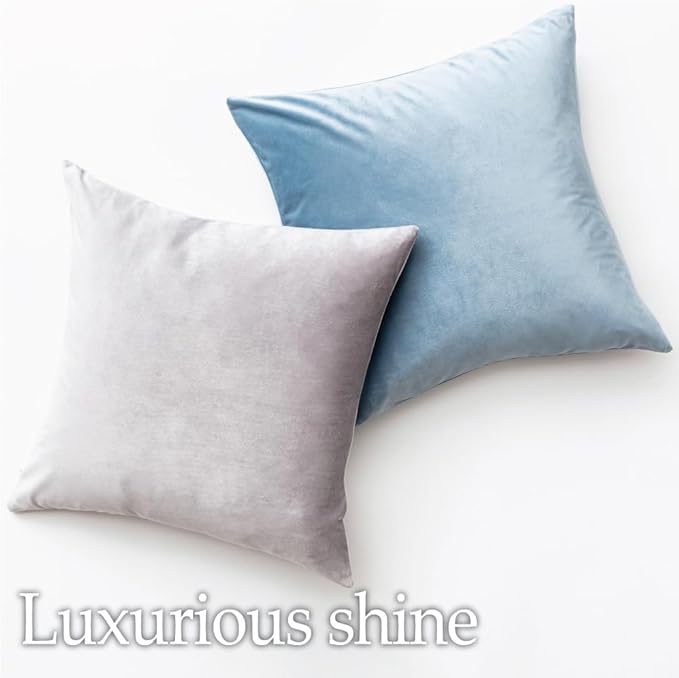 lalaLOOM Velvet Throw Pillow Covers, Set of 2, 18x18 Decorative Square Pillows Home Decor, Soft Accent Cases, Silky Machine Washable Pillowcases for Sofa, Couch, Bedroom, Living Room, Turquoise