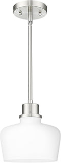 Emak Pendant Lights Kitchen Island with Milk Glass Shade, Modern 8 Inch Brushed Nickel Pendant Light Hanging Lights for Kitchen Island, Dining Room, Bathroom, Bedroom, PL122-BN-ML