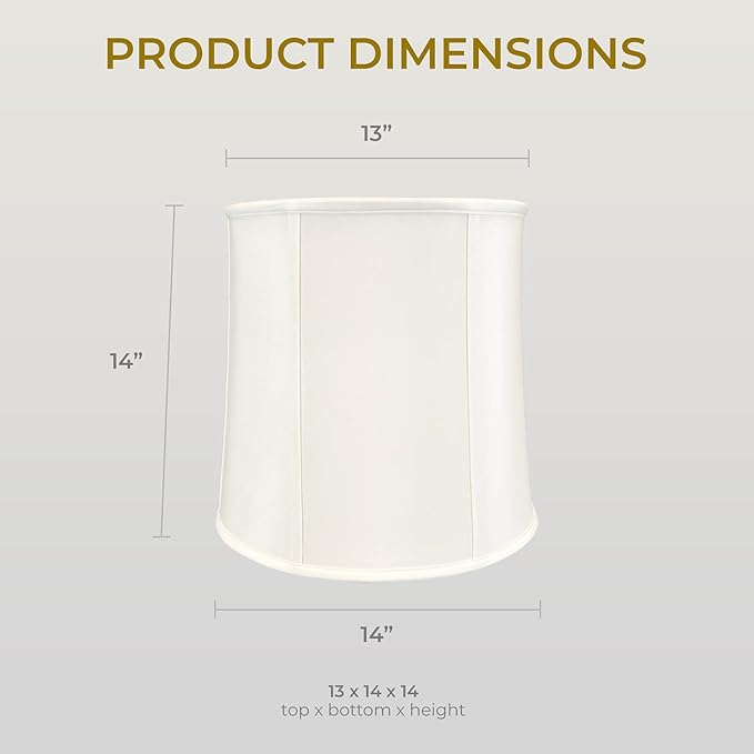 Royal Designs, Inc. Basic Drum Lamp Shade, White, 13" x 14" x 14", BS-719-14WH