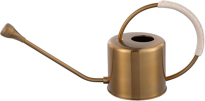 Yowon Stainless Steel Watering Can 40 oz Long Spout Indoor Outdoor Plant Watering Wrap Twine Around The Handle with 2 Removable Spray Spout for Flowers