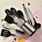 Kitchen Utensil Holder for Countertop, 360°Rotating Cooking Utensil Crocks，4 Compartment Stainless Steel Utensil Holder,6.7”Large Utensil Crock Spoon Fork Knife Holder For Kitchen Counter